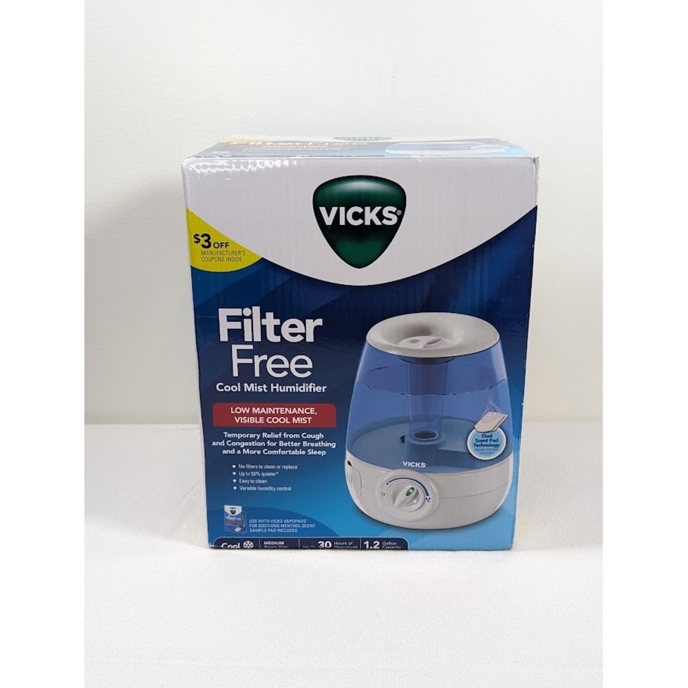 Vicks FilterFree Cool Mist Humidifier 1.2 Gallon V4600D1 Medium Room Ultrasonic